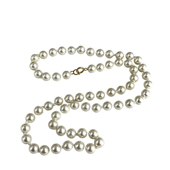 14K Yellow Gold and Cultured Pearl Necklace 5mm - Picture 7 of 7